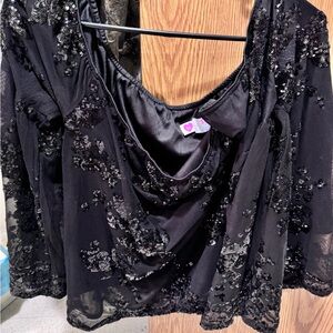 Elegant Black Sequin Blouse
